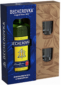 Becherovka 0,7l + kazeta 2 skla